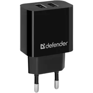 Зарядний пристрій 2xUSB 12W 2.1A UPC-21 +кабель microUSB, чорний Defender (83581) UA