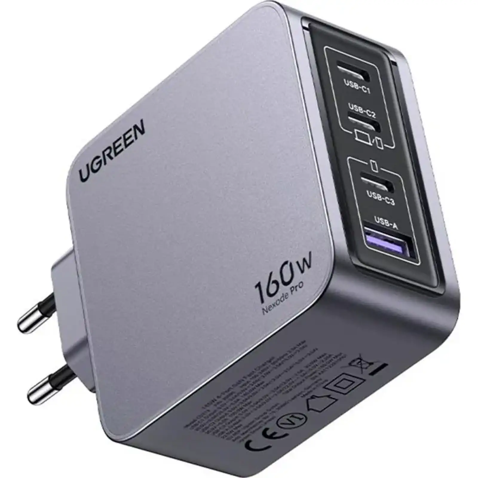 Зарядний пристрій 4xUSB 160W (3xUSB-C + USB-A) GaN + Type-C cable 100W сірий X763 Nexode Pro Ugreen (25877) UA
