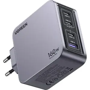 Зарядний пристрій 4xUSB 160W (3xUSB-C + USB-A) GaN + Type-C cable 100W сірий X763 Nexode Pro Ugreen (25877) UA