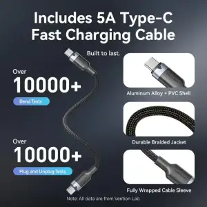 МЗП Vention 3xUSB 70W GaN (2хUSB-C+USB-A) + USB-C cable М-М Black (TZ-FEXH0-EU) UA