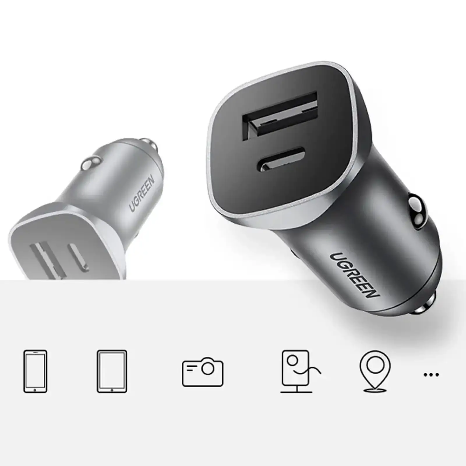 Автозарядка 2xUSB 30W (USB-C + USB-A) CD130 Ugreen (40858) UA