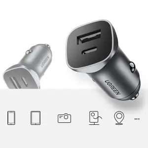 Автозарядка 2xUSB 30W (USB-C + USB-A) CD130 Ugreen (40858) UA