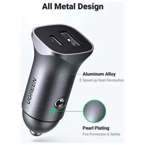 Автозарядка 2xUSB 30W (USB-C + USB-A) CD130 Ugreen (40858) UA