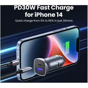 Автозарядка 2xUSB 30W (USB-C + USB-A) CD130 Ugreen (40858) UA
