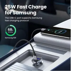 Автозарядка 2xUSB 30W (USB-C + USB-A) CD130 Ugreen (40858) UA