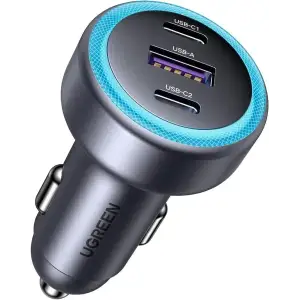 Автозарядка 3xUSB 30W (2xUSB-C + USB-A) QC 4.0 Сіра (EC307) UGREEN (45843) UA
