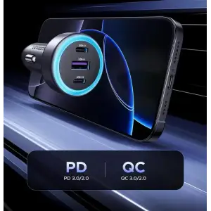 Автозарядка 3xUSB 30W (2xUSB-C + USB-A) QC 4.0 Сіра (EC307) UGREEN (45843) UA