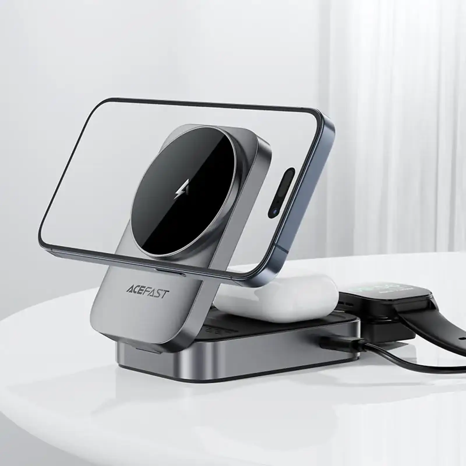 Зарядний пристрій Wireless QI 3in1 22,5W E22 Acefast (6974316284079) UA