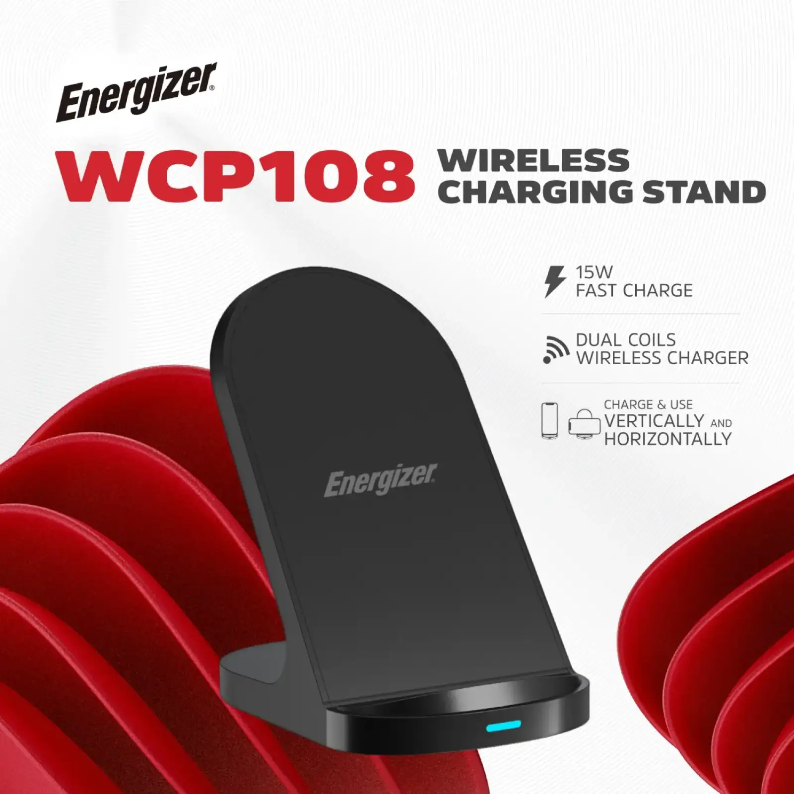 Зарядний пристрій Wireless 15W Energizer WCP108 чорний UA