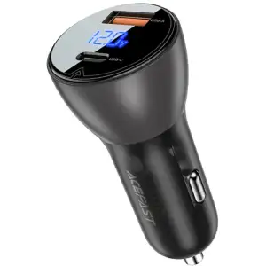 Автозарядка 2xUSB 63W (USB-C + USB-A) B6 with digital display Acefast (6974316280972) UA
