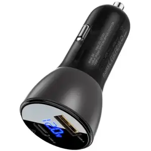 Автозарядка 2xUSB 63W (USB-C + USB-A) B6 with digital display Acefast (6974316280972) UA