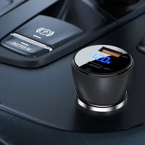 Автозарядка 2xUSB 63W (USB-C + USB-A) B6 with digital display Acefast (6974316280972) UA