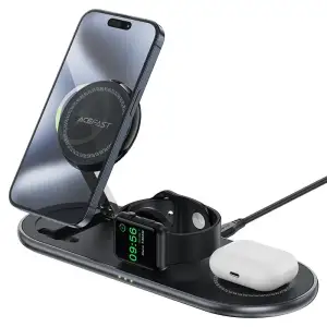 Зарядний пристрій Wireless QI 3in1 15W E19 Qi2 Acefast (6974316283096) UA