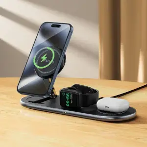 Зарядний пристрій Wireless QI 3in1 15W E19 Qi2 Acefast (6974316283096) UA
