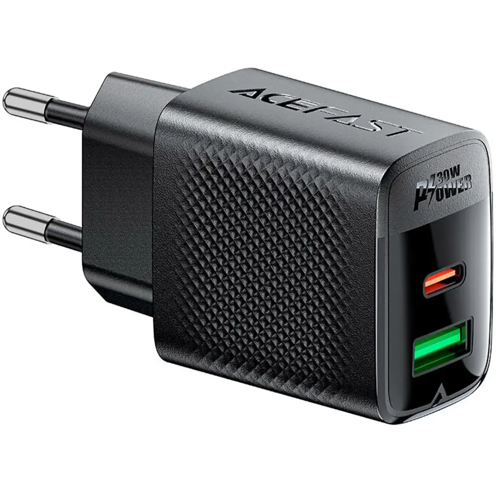 Зарядний пристрій 2xUSB 30W (USB-C+USB-A) Gan A98 Black Acefast (6974316283263) UA