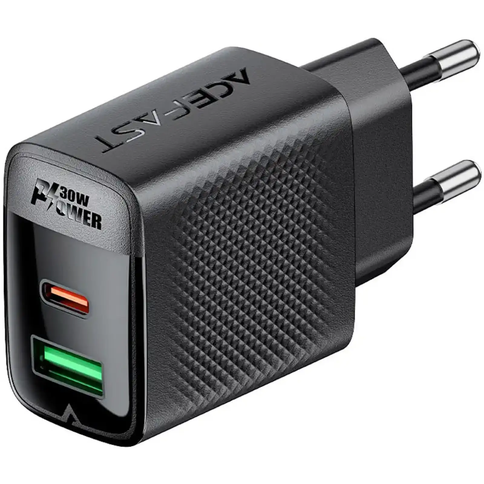 Зарядний пристрій 2xUSB 30W (USB-C+USB-A) Gan A98 Black Acefast (6974316283263) UA