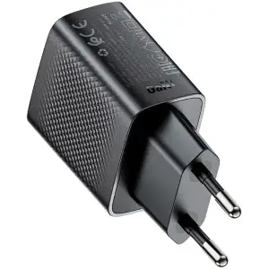 Зарядний пристрій 2xUSB 30W (USB-C+USB-A) Gan A98 Black Acefast (6974316283263) UA