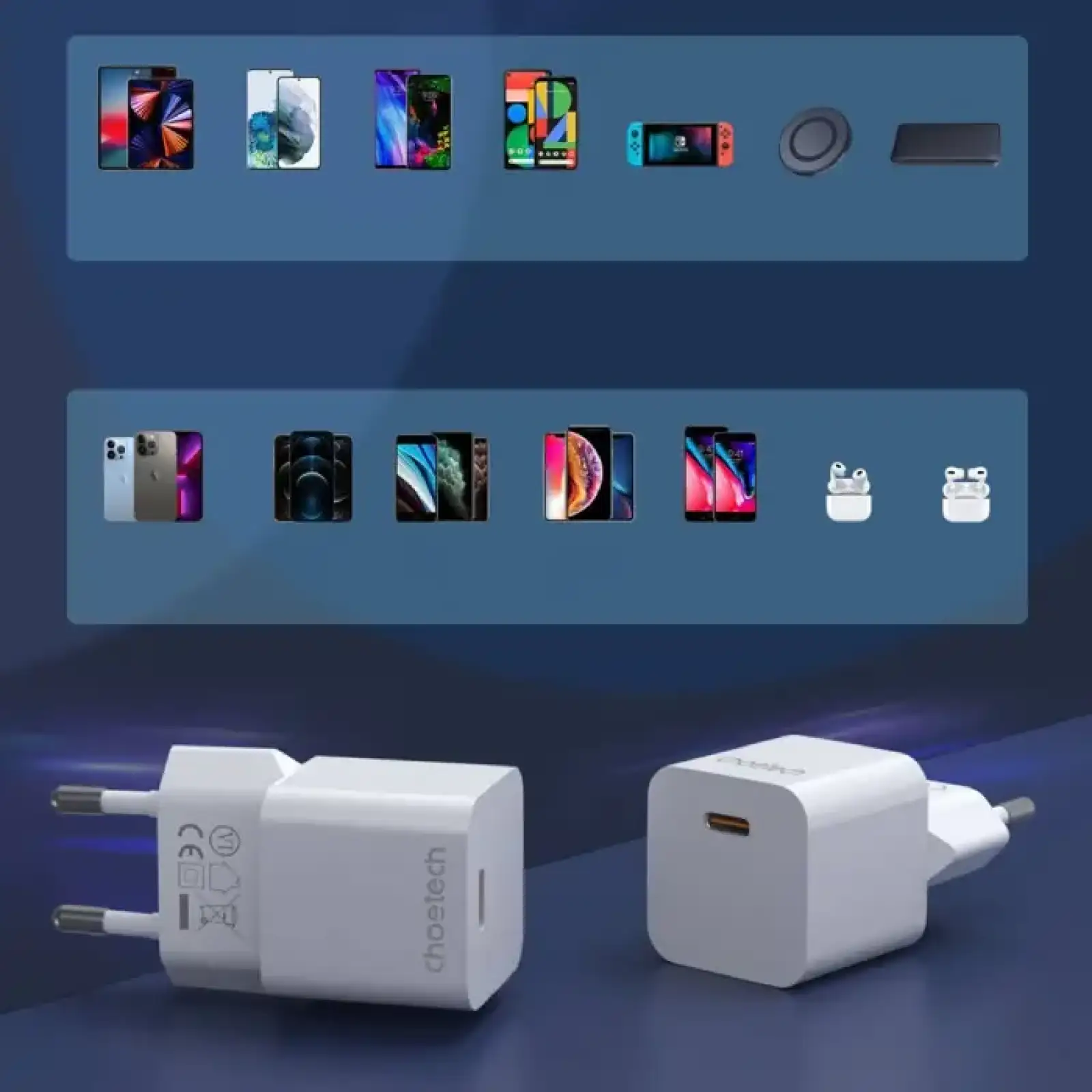 Зарядний пристрій 1xUSB-С 20W PD білий Choetech (PD5010-EU-WH) UA