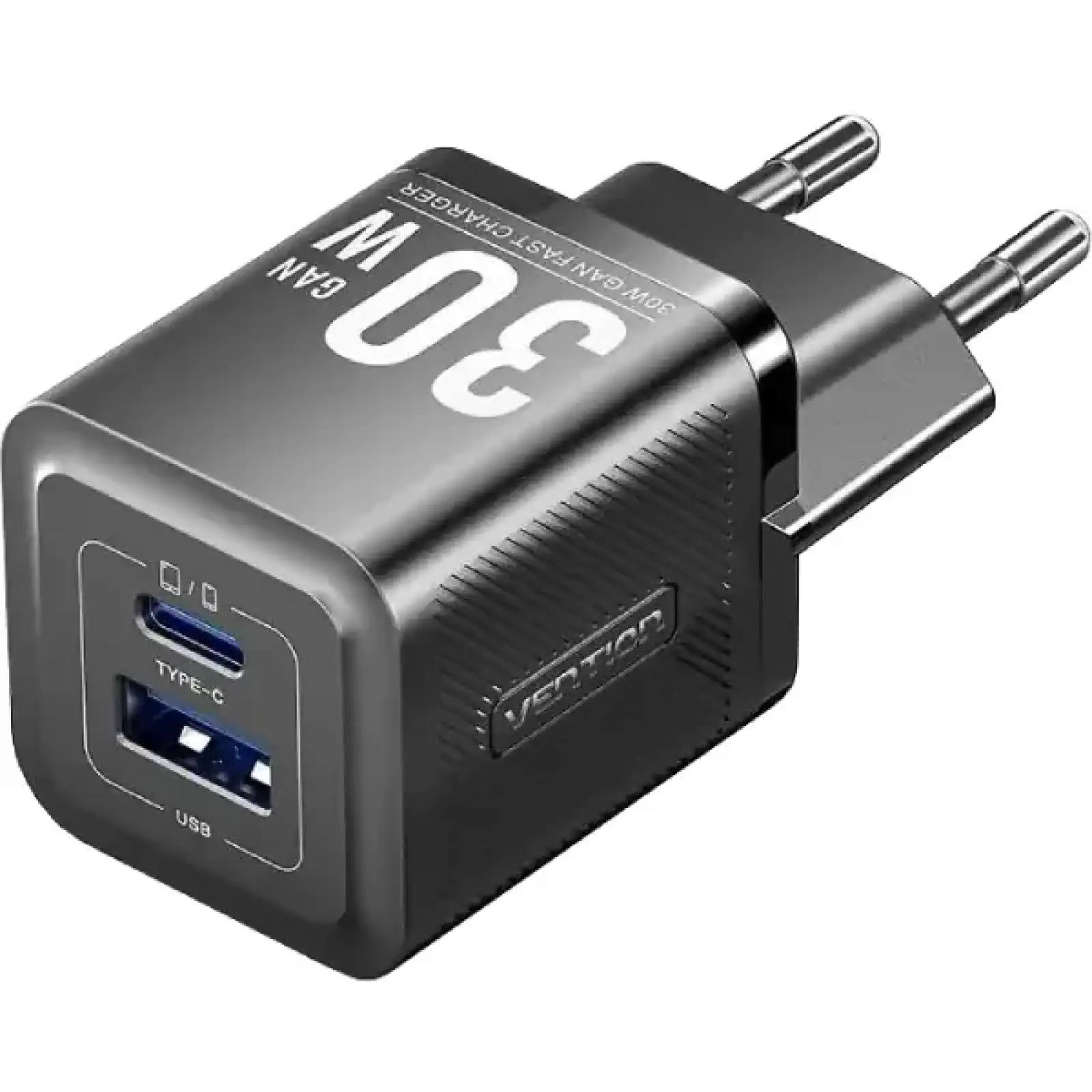 Зарядний пристрій 2xUSB 30W (USB-A/USB-C) + USB-C cable М-М Black Vention (TZ-FEQB0-EU-01) UA