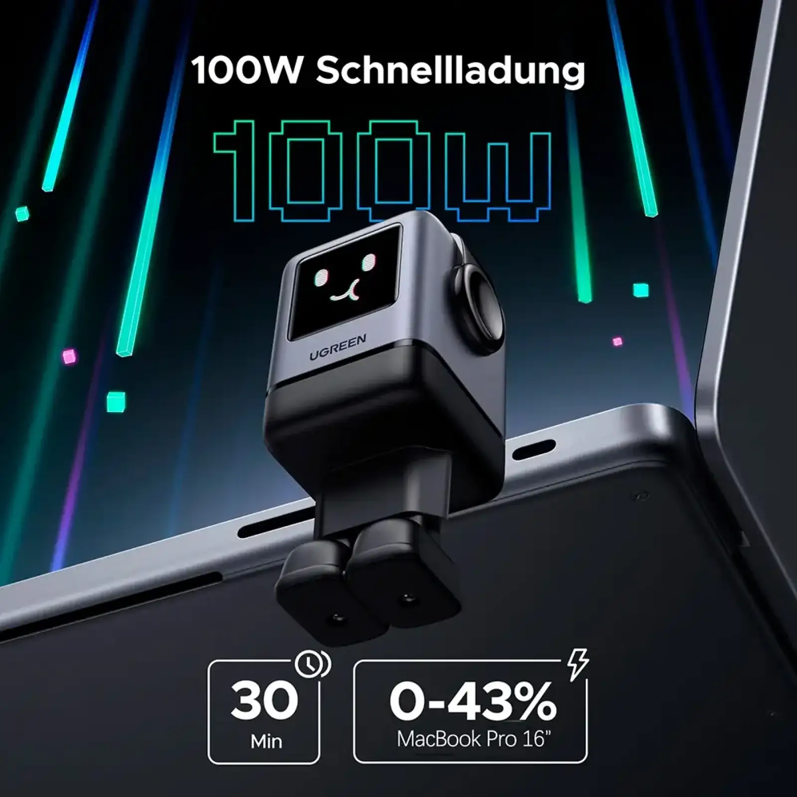 Зарядний пристрій 4xUSB 100W (3xUSB-C+USB-A) Gan Robot tech Fast Charger Сірий X688 Ugreen (45515B) UA