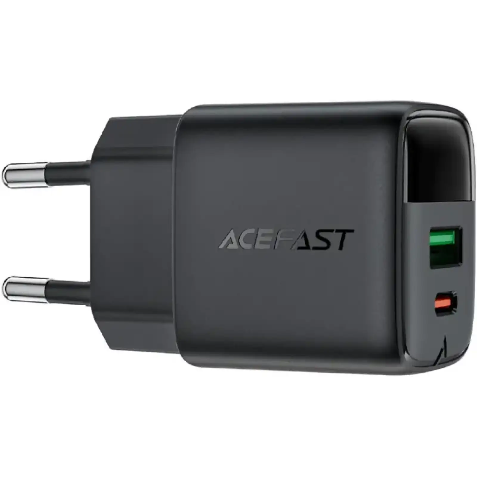 Зарядний пристрій 2xUSB 25W (USB-C+USB-A) with digital display Gan A114 Black Acefast (6974316284437) UA