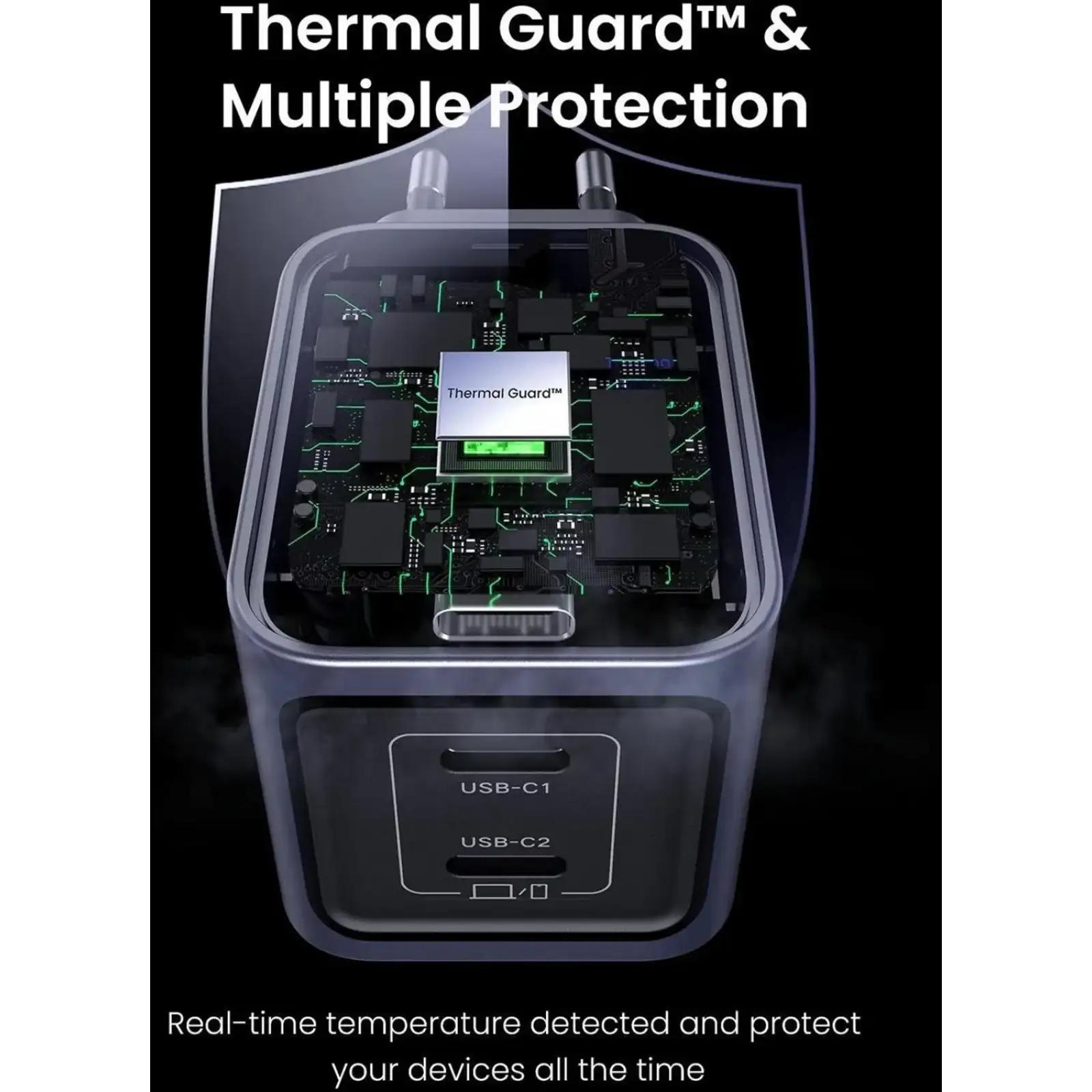 Зарядний пристрій 2xUSB 45W (2хUSB-C) Gan Nexode Pro X707 Ugreen (35008) UA