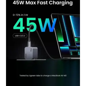 Зарядний пристрій 2xUSB 45W (2хUSB-C) Gan Nexode Pro X707 Ugreen (35008) UA