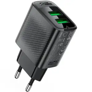 Зарядний пристрій 2xUSB 12W (2xUSB-A) A86 Black Acefast (6974316283270) UA