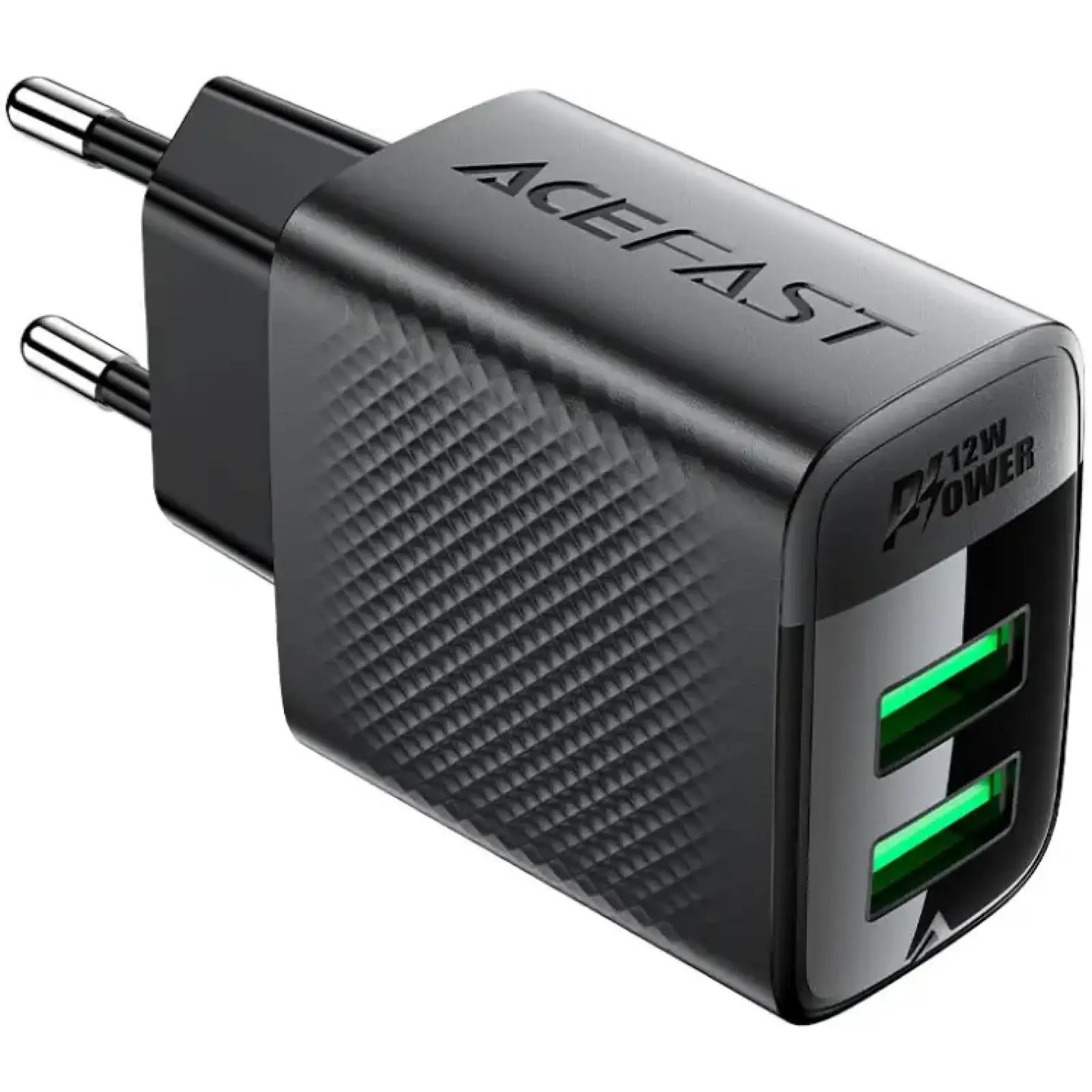 Зарядний пристрій 2xUSB 12W (2xUSB-A) A86 Black Acefast (6974316283270) UA