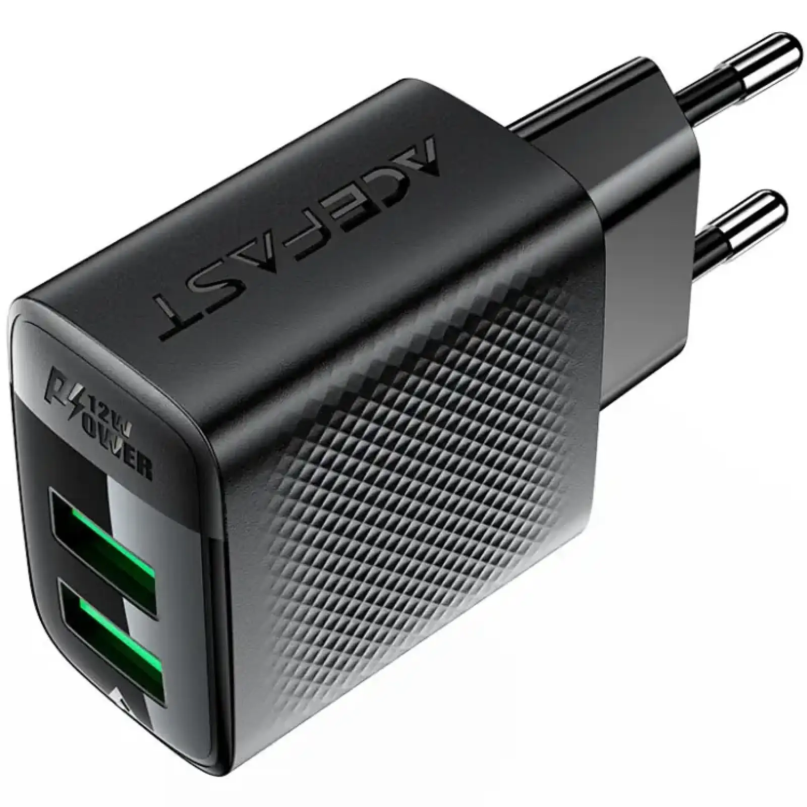 Зарядний пристрій 2xUSB 12W (2xUSB-A) A86 Black Acefast (6974316283270) UA