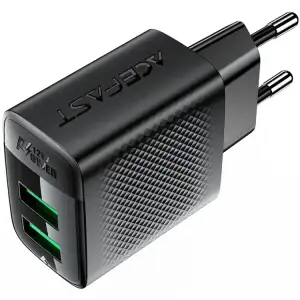 Зарядний пристрій 2xUSB 12W (2xUSB-A) A86 Black Acefast (6974316283270) UA