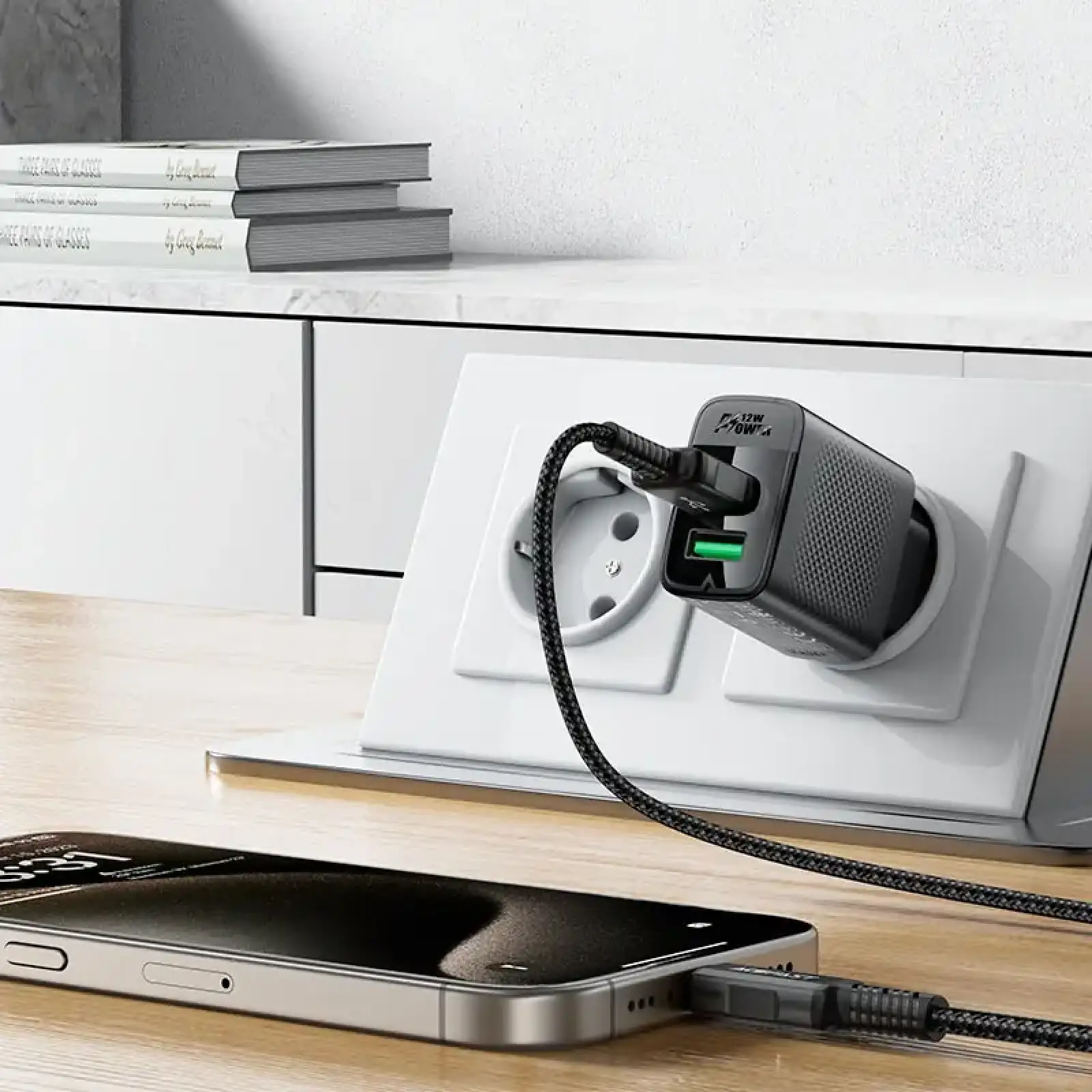Зарядний пристрій 2xUSB 12W (2xUSB-A) A86 Black Acefast (6974316283270) UA