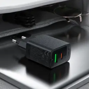 Зарядний пристрій 2xUSB 20W (USB-C+USB-A) Gan A78 Black Acefast (6974316283256) UA