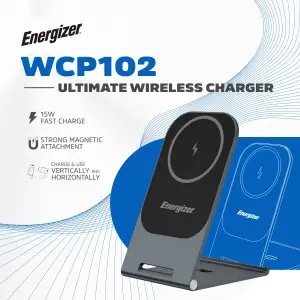Зарядний пристрій Wireless 15W, with MagSafe, трансформер Energizer WCP102 чорний UA
