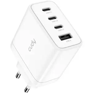 Зарядний пристрій 4xUSB 65W, (GaN, 1хUSB-C, QC+PD 3.0, вилка ЄС, для iPhone 12) , Cudy (CH70) UA