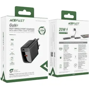 Зарядний пристрій 1xUSB-C 20W + Type-C cable A82 Fast Charger Black Acefast (6974316280057) UA