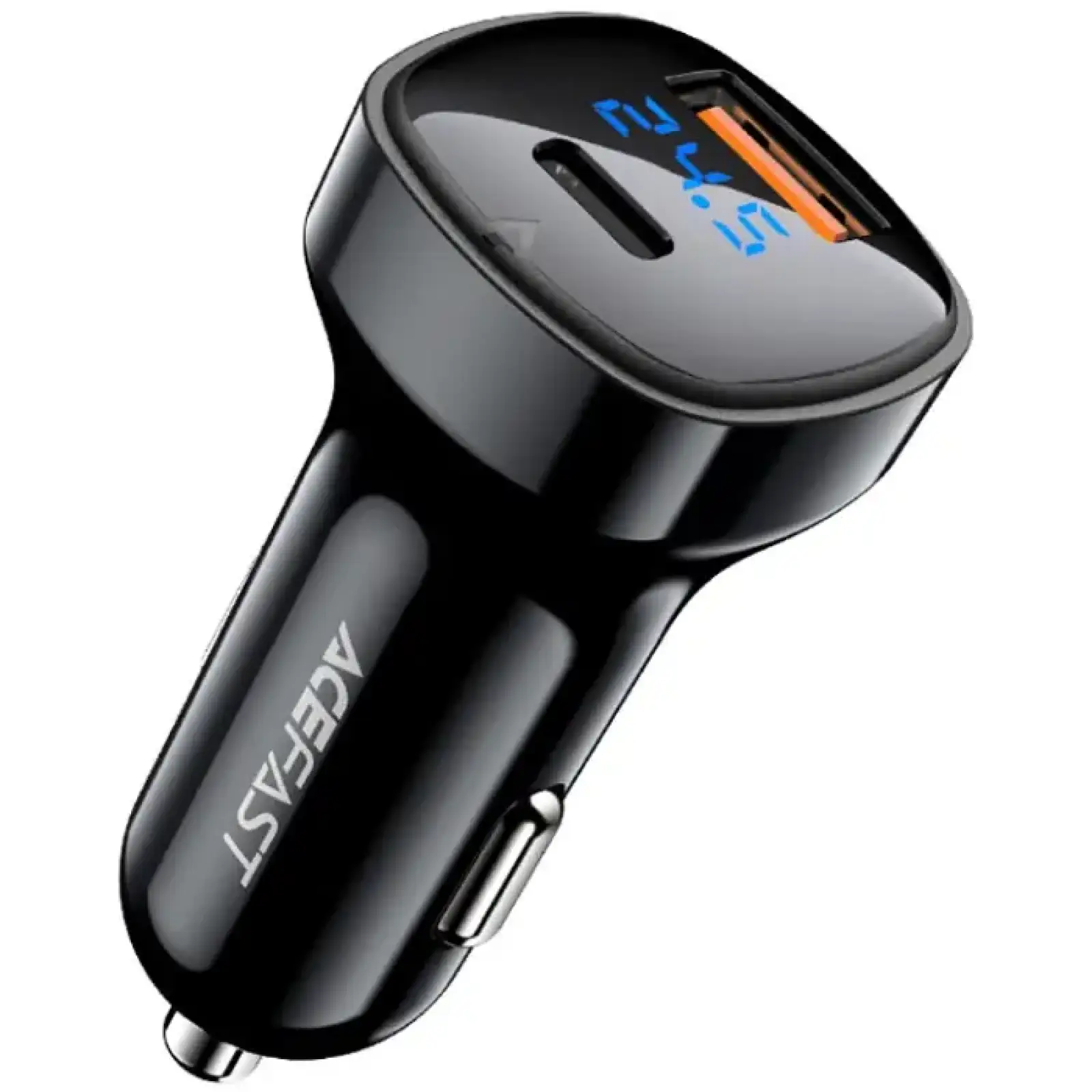 Автозарядка 2xUSB 66W (USB-C + USB-A) B4 with digital display Acefast (6974316280392) UA