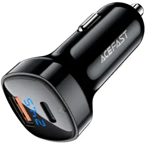 Автозарядка 2xUSB 66W (USB-C + USB-A) B4 with digital display Acefast (6974316280392) UA