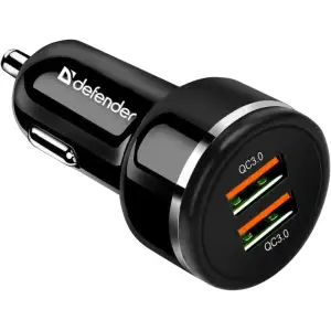 Автозарядка 2xUSB 36W (2xUSB-A) QC3.0,3А UCA-80 чорна Defender (83832) UA