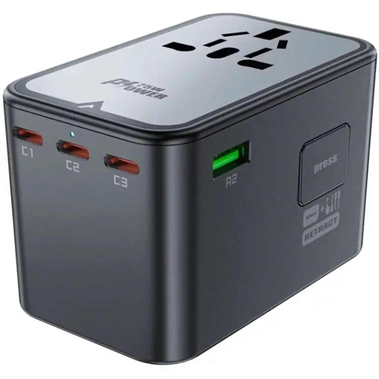 Зарядний пристрій 5xUSB 75W (3xUSB-C+2xUSB-A) Gan Z1 Travel Fast Charger Acefast (6974316282495) UA
