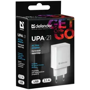 Зарядний пристрій 1xUSB 11W 2.1A UPA-21 білий Defender (83571) UA