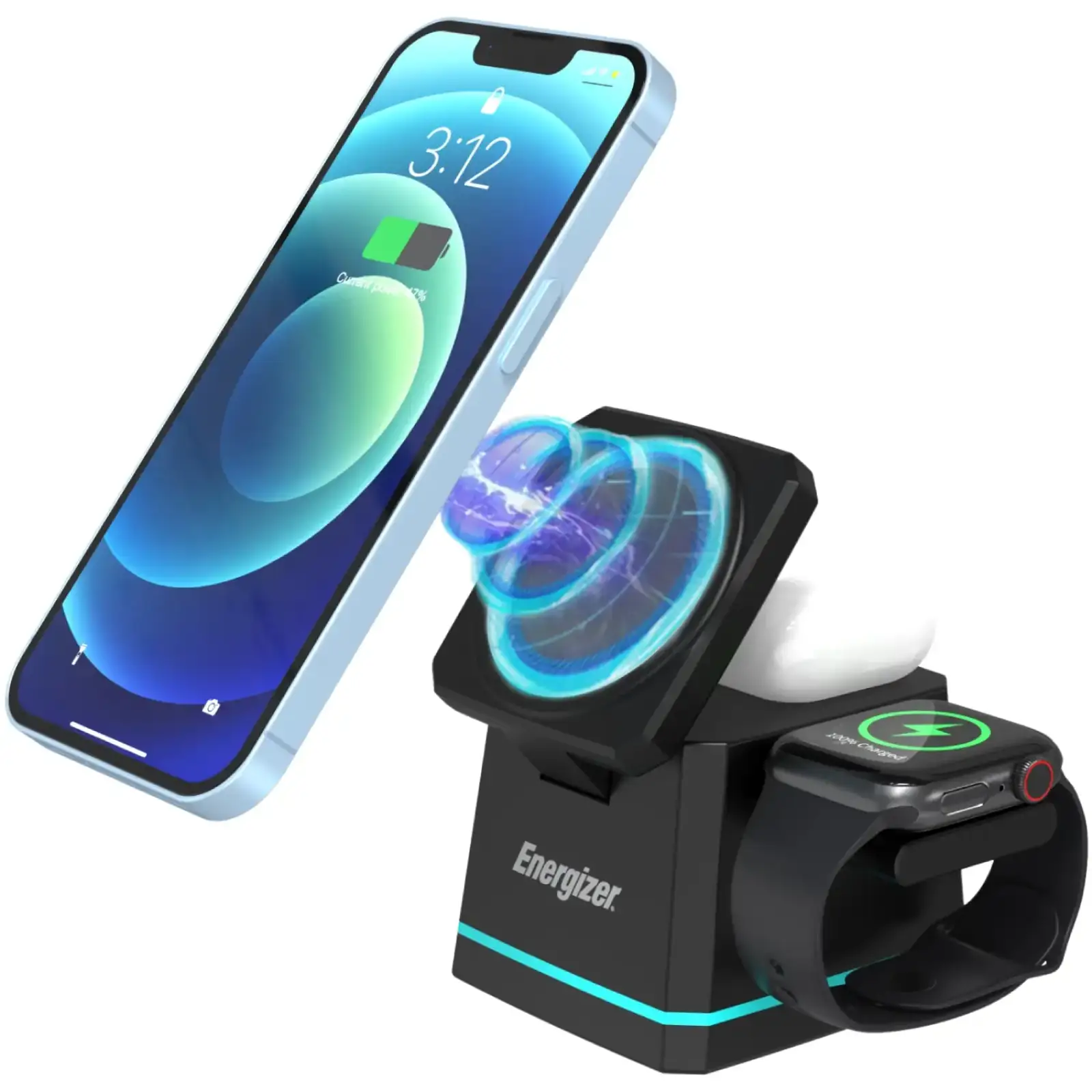 Зарядний пристрій Wireless 15W 3-in-1 Fast Charger black Energizer (WCP307) UA