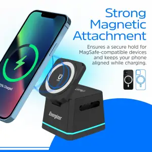 Зарядний пристрій Wireless 15W 3-in-1 Fast Charger black Energizer (WCP307) UA