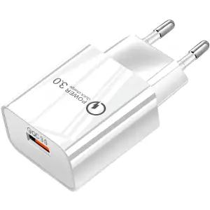 Зарядний пристрій 1xUSB 18W QС3.0, білий (B00738) UA