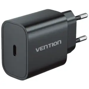 Зарядний пристрій 1xUSB-C 20W + USB-C to Lightning cable М-М Black Vention (G17B0-EU) UA