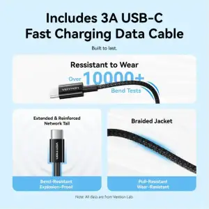 Зарядний пристрій 1xUSB-C 20W + USB-C to Lightning cable М-М Black Vention (G17B0-EU) UA