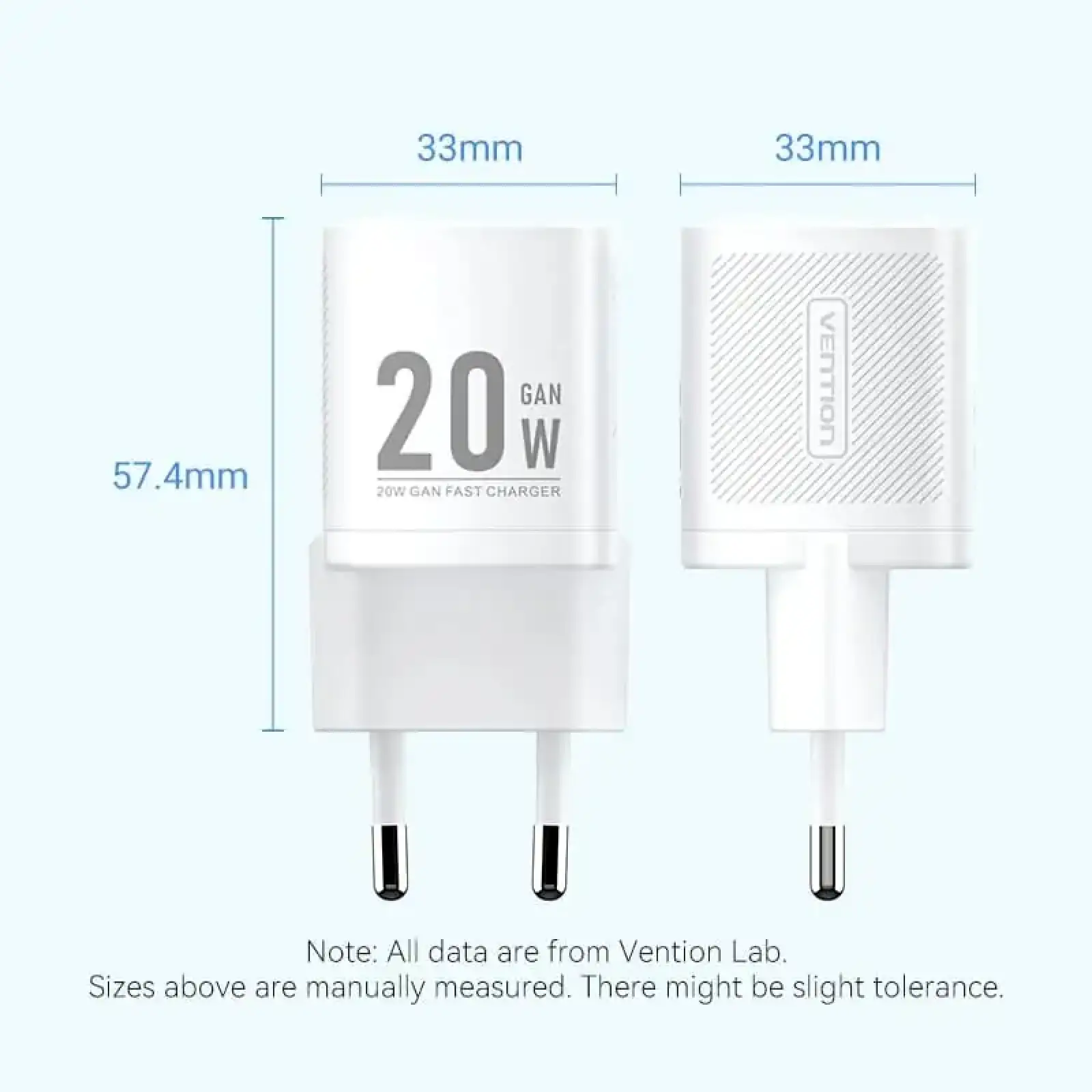 Зарядний пристрій 1xUSB-C 20W GaN + USB-C cable М-М White Vention (TZ-FEPW0-EU-01) UA