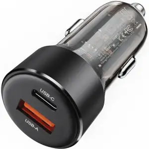 Автозарядка 2xUSB 60W (USB-C + USB-A) B12 Acefast (6974316282914) UA