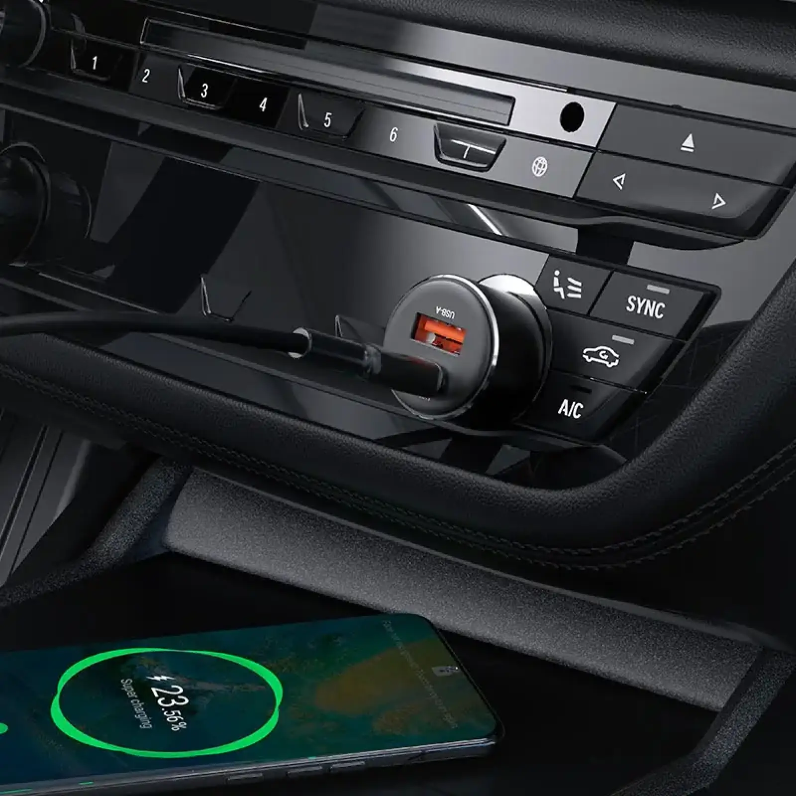 Автозарядка 2xUSB 60W (USB-C + USB-A) B12 Acefast (6974316282914) UA