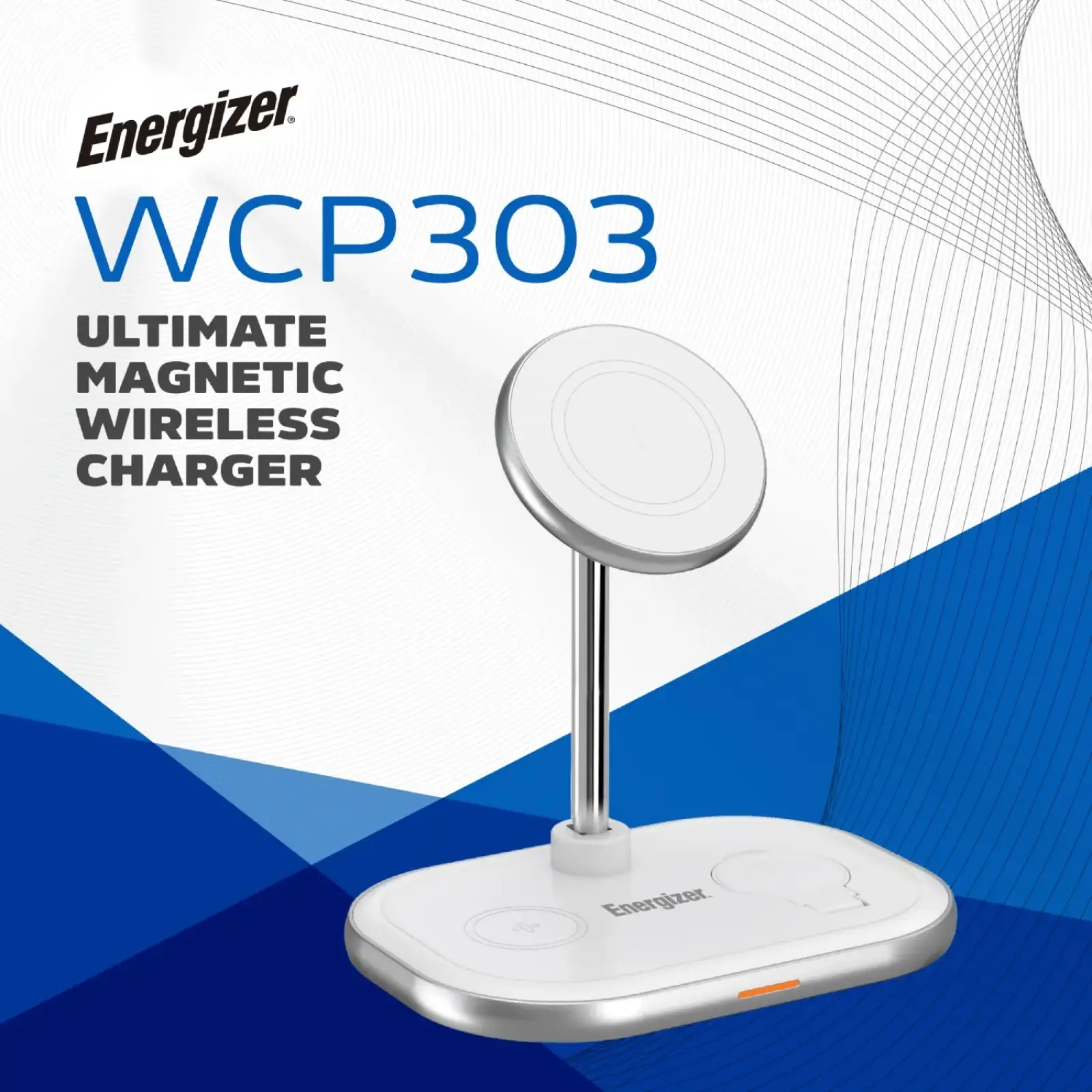 Зарядний пристрій Wireless 15W 3-in-1 Fast Charger white Energizer (WCP303) UA